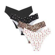 Women's Ice Silk Seamless Bikini Briefs 4-Pack | Leopard Print | OWNLUXE