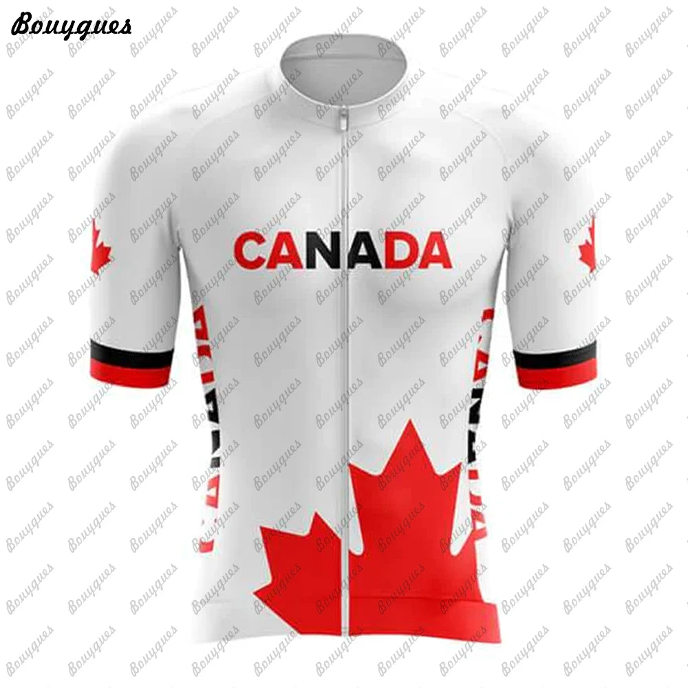 Canada Men Triathlon Short Sleeve Cycling Jersey Sets Pants | OWNLUXE