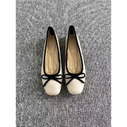 Women's Square Toe Leather Flats (Off-White) – Shop at OWNLUXE