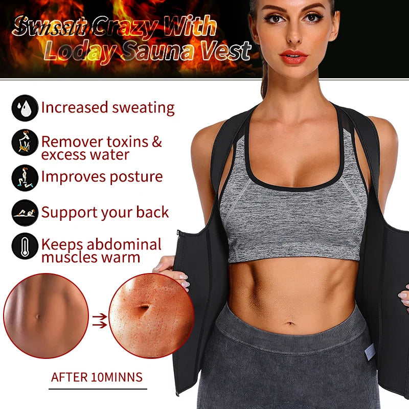 Neoprene Sauna Waist Trainer Vest Body Shaper for Women