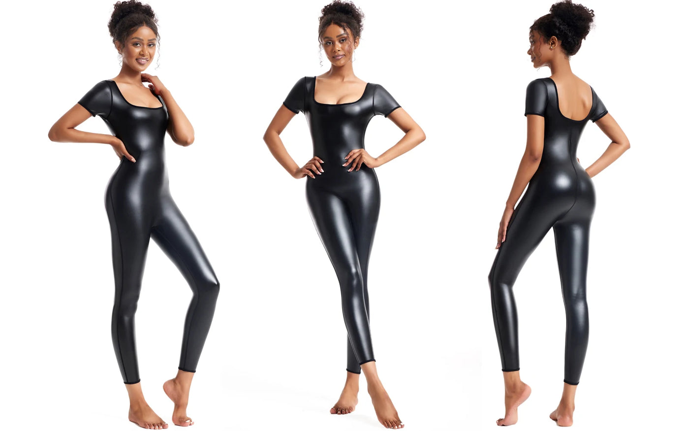 Faux Leather Wire-Free Bodysuit Shaper | OWNLUXE