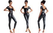 Faux Leather Wire-Free Bodysuit Shaper | OWNLUXE