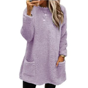 Faux Fur Lined Knit Sweater – Extra-Long Winter Pullover