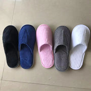 Disposable Hotel Spa Slippers – 5 Pairs Plush Cotton Slides