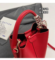 PU Leather Bucket Bag (Red) | OWNLUXE
