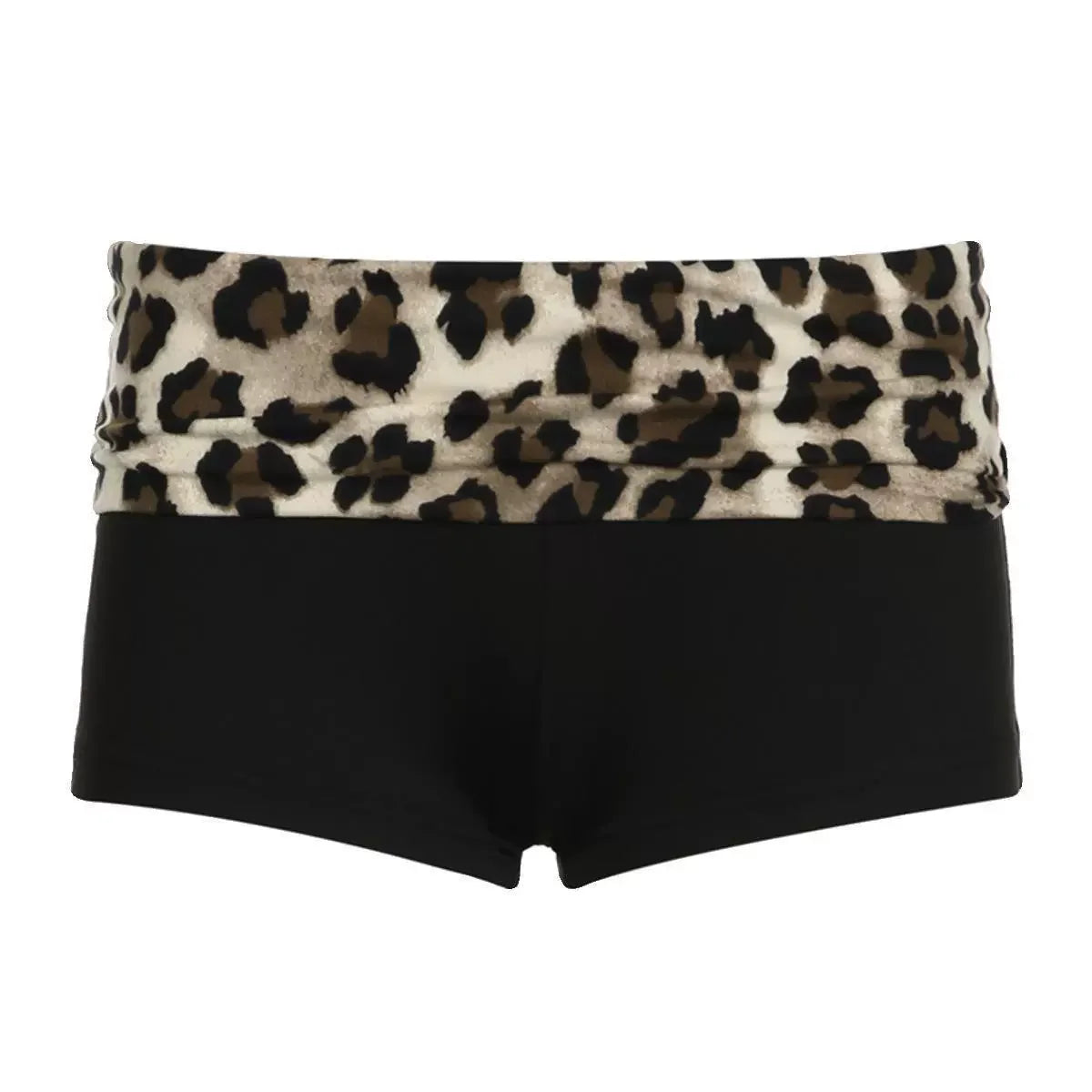 Patchwork Leopard Print Low-Waist Shorts | OWNLUXE