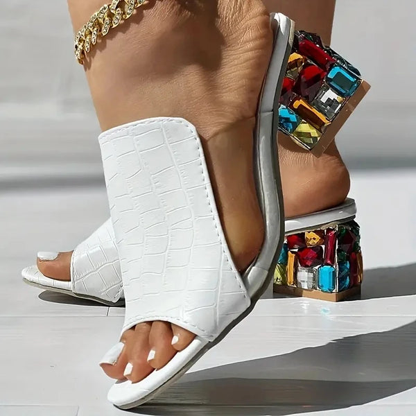 Open-Toe Crystal Heels – Shop at OWNLUXE