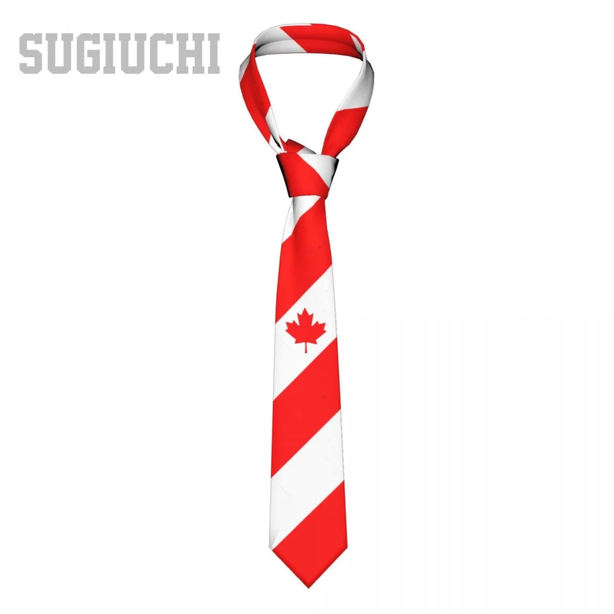 Canada Flag Emblem Neck Tie – Slim Plaid Tie for Wedding, Business & Canada Day