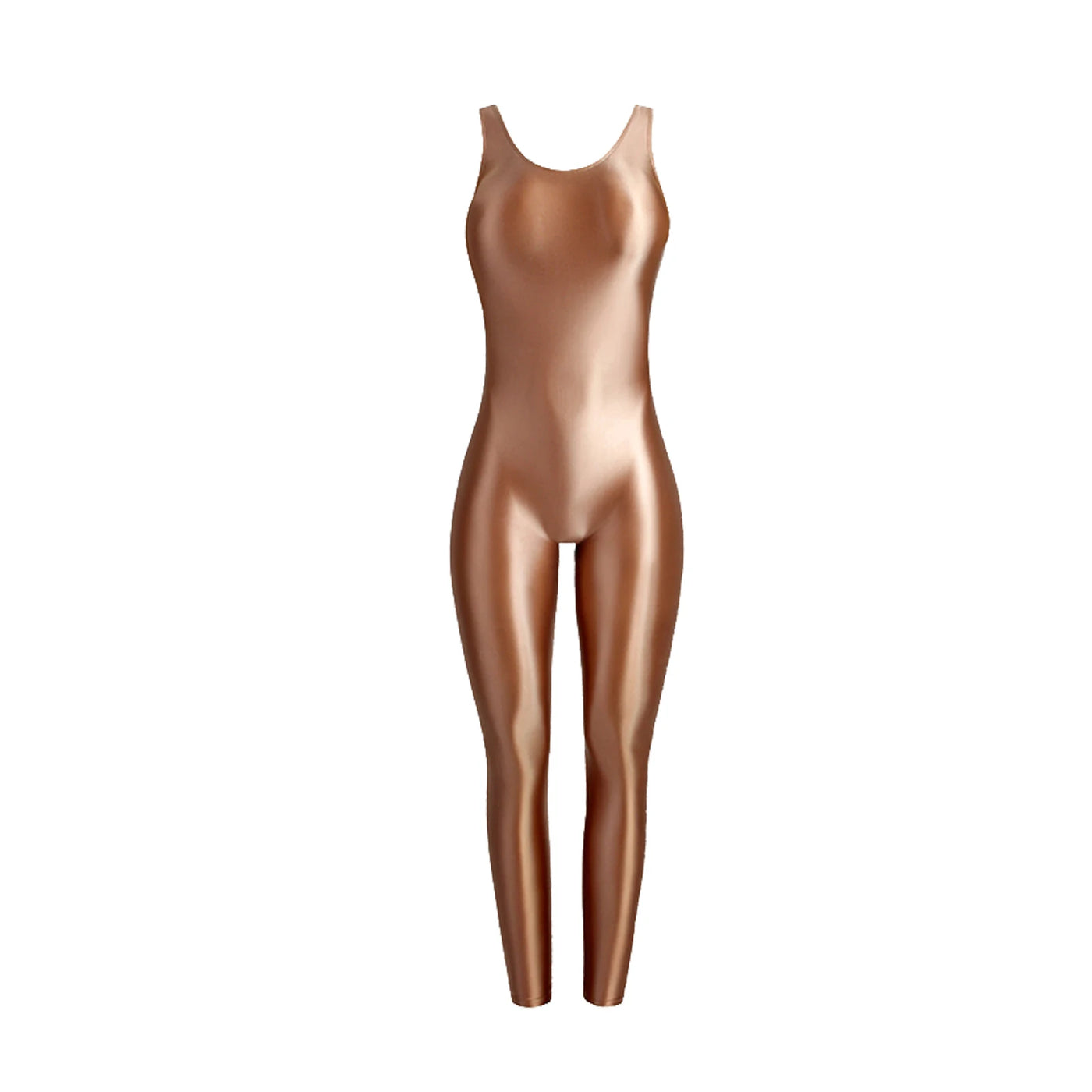 Faux Leather Shaping Jumpsuit - Sleeveless Body Sculpting One-Piece