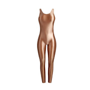 Faux Leather Shaping Jumpsuit - Sleeveless Body Sculpting One-Piece