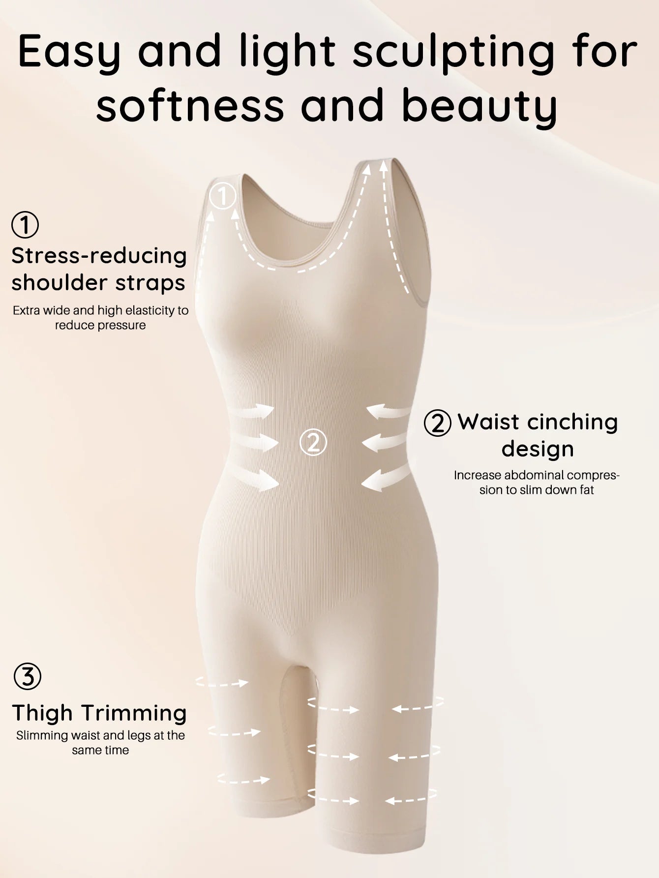 Firm Control Shaping Bodysuit – Wire‑Free, Cupless Shapewear