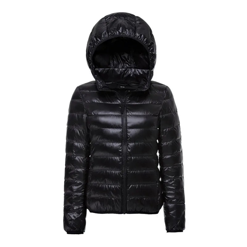 Women Hooded Short Puffer Jackets Arrivals 90 White Duck | OWNLUXE