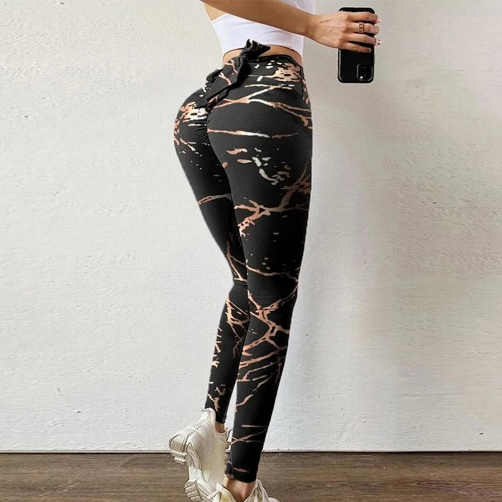 Peach Hip Yoga Leggings – Bow Detail Fitness