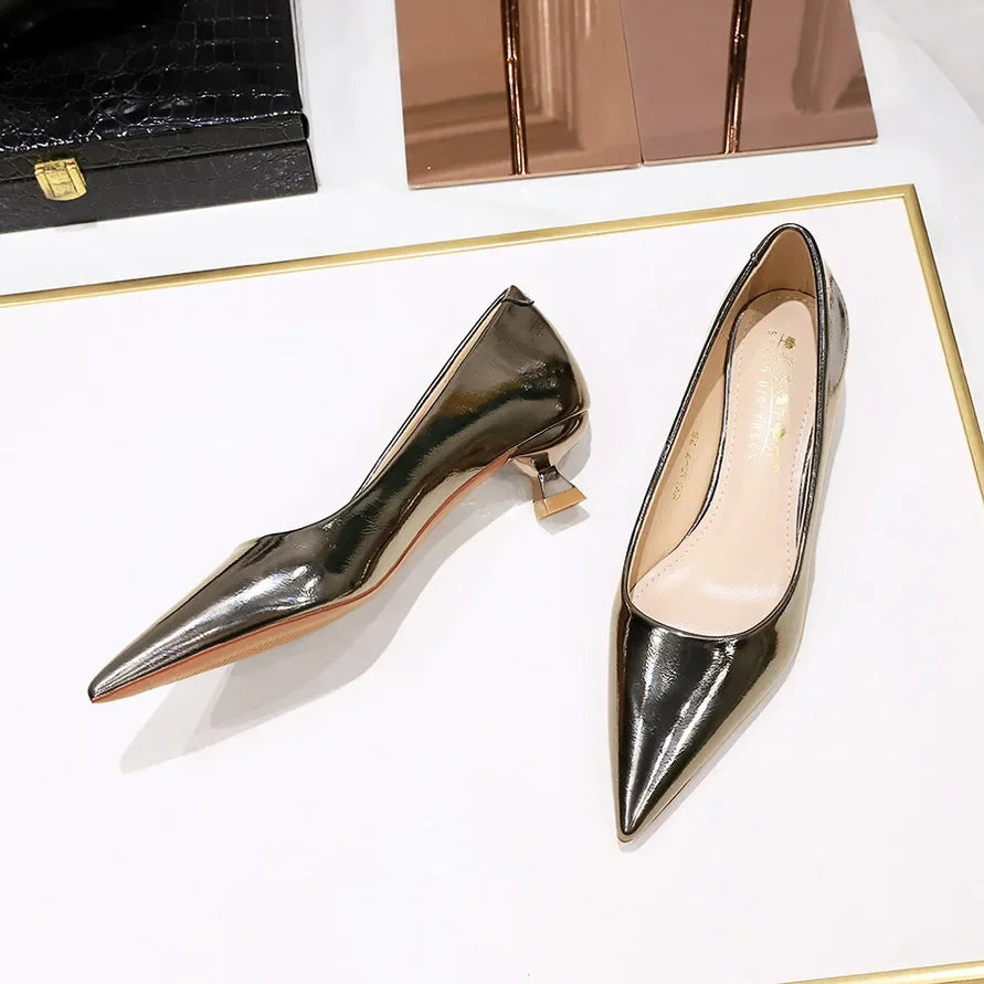 Women's Pointed Toe Leather Pumps (Champagne) – Shop at OWNLUXE