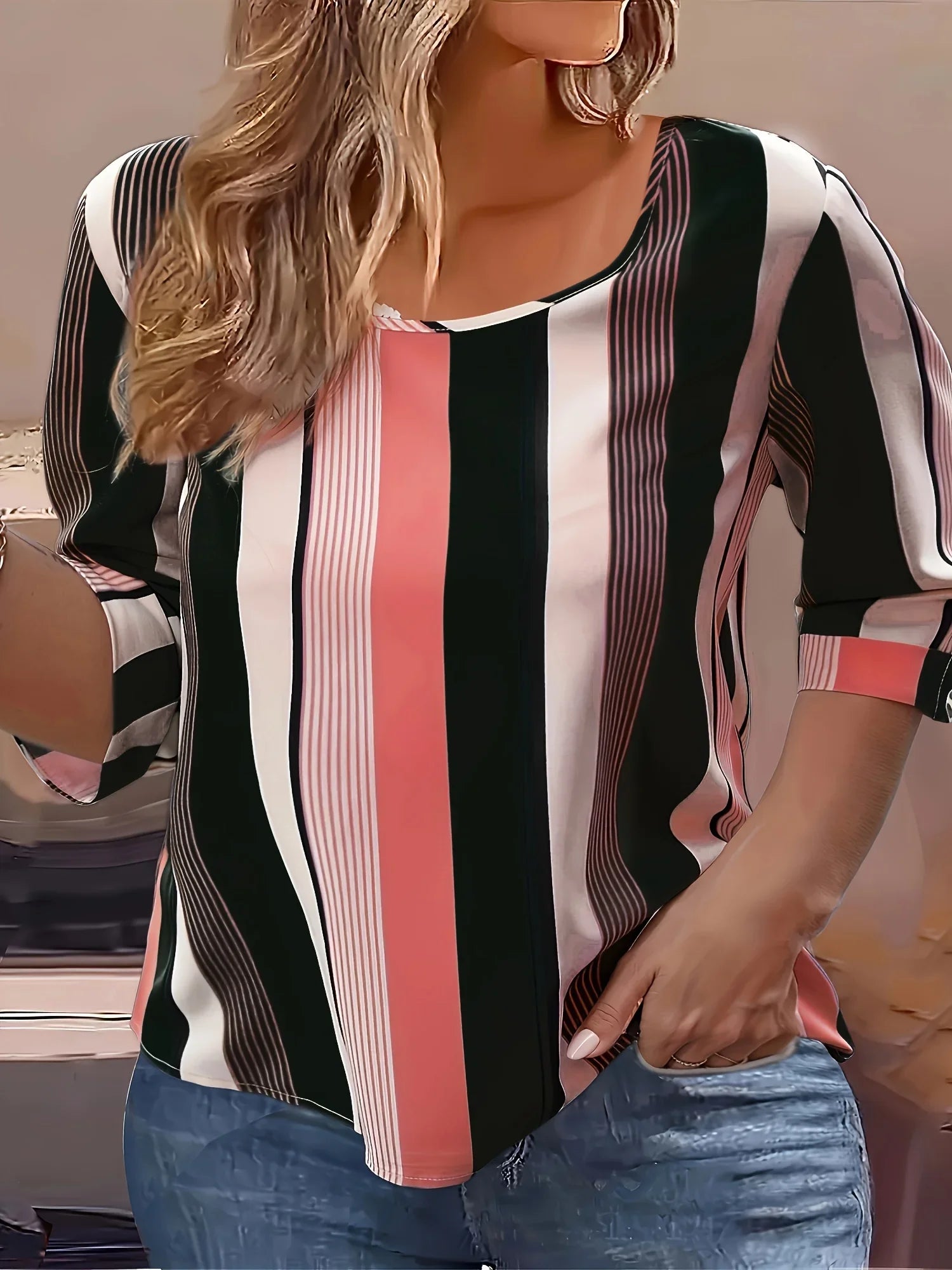🌸 Striped Summer Dress – Robe Longue Rayée d’Été pour Femme