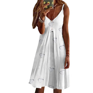 Floral Fit & Flare Knee-Length Casual Dress – V-Neck, Sleeveless, Pullover Style