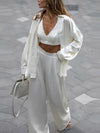 High-Waist Silk Three-Piece Lounge Set | OWNLUXE