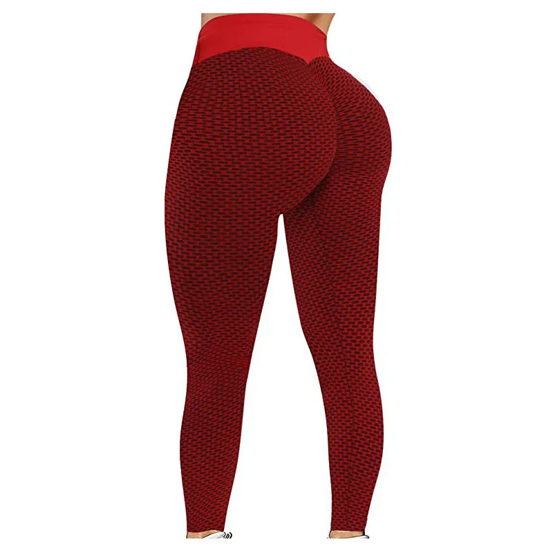 Seamless High Waist Grid Tights Yoga Pants – Breathable, PushUp Leggings for Women