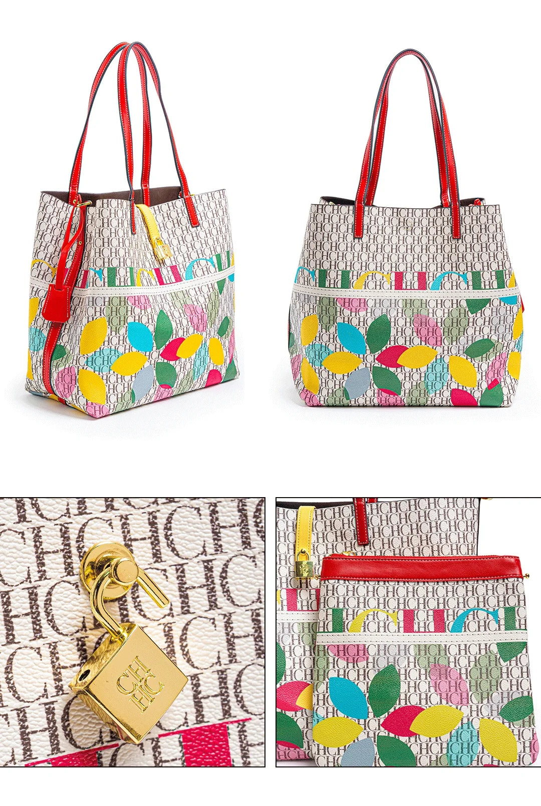 CH Women's Printed Handbag - Large Capacity Commuter Bag