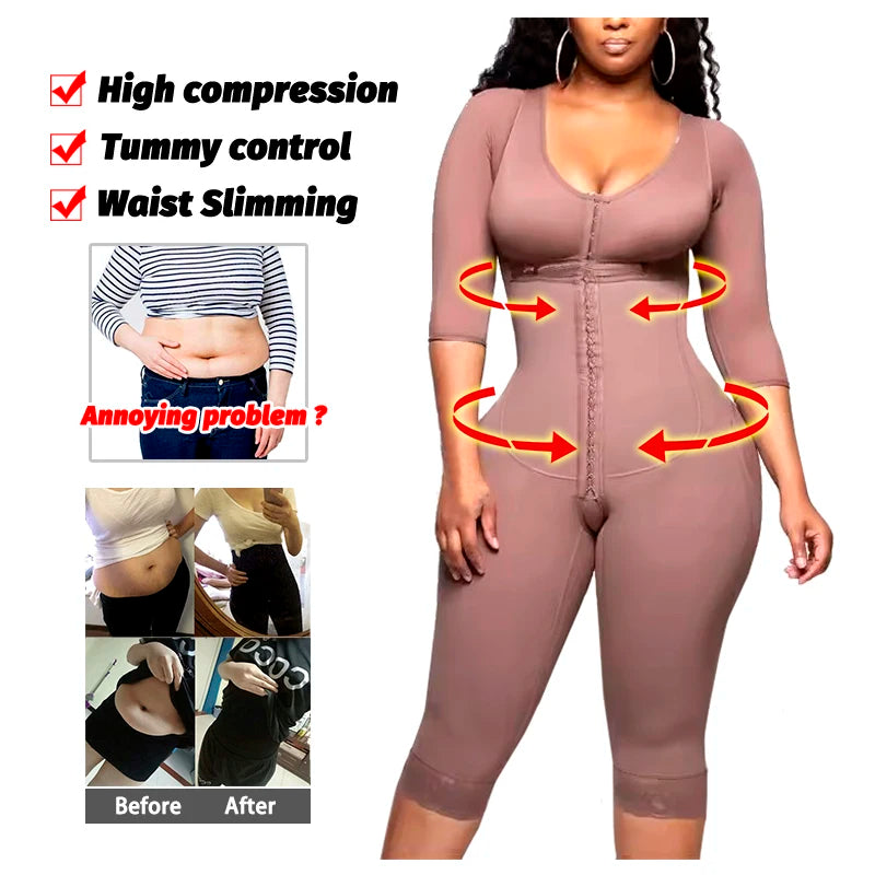 Full Body Colombian Shapewear Bodysuit - High Compression with Arm Slimming