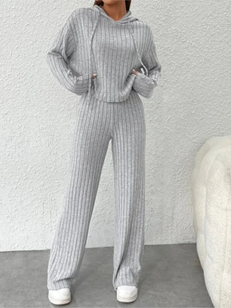 Women's Striped Hooded Two Piece Pants | OWNLUXE