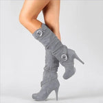 Load image into Gallery viewer, Knee-High Suede Fashion Boots with Stiletto Heel
