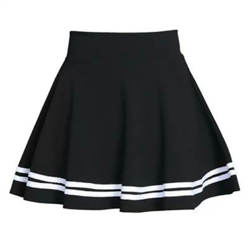 Trendy High Waist Stripe Pleated A-Line Mini Skirt – Slim Fit for Casual & School Wear