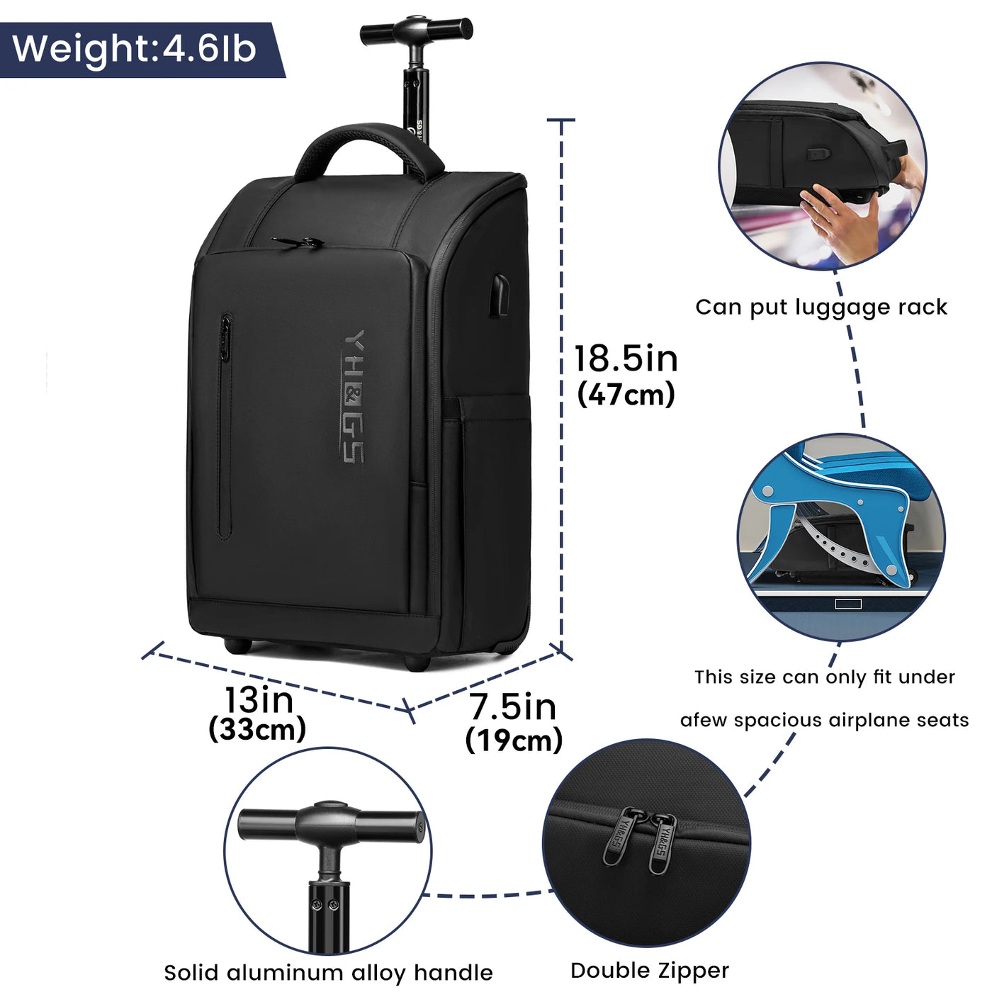 Rolling Travel Backpack Carry-On - Lightweight & Versatile Wheeled Bag