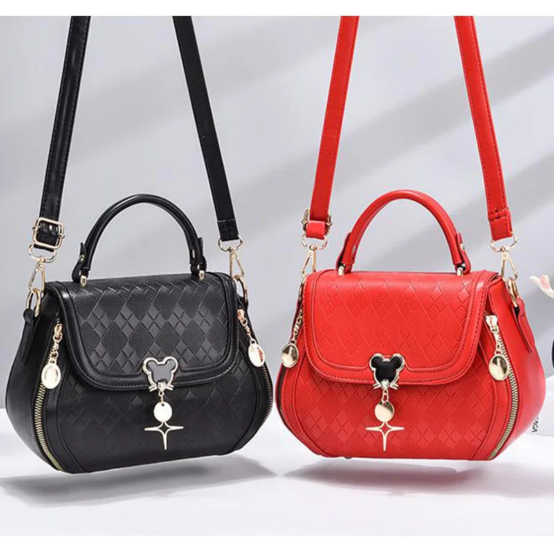 Women's Genuine Leather Tote Handbag - Luxury Designer Bow Bucket Bag