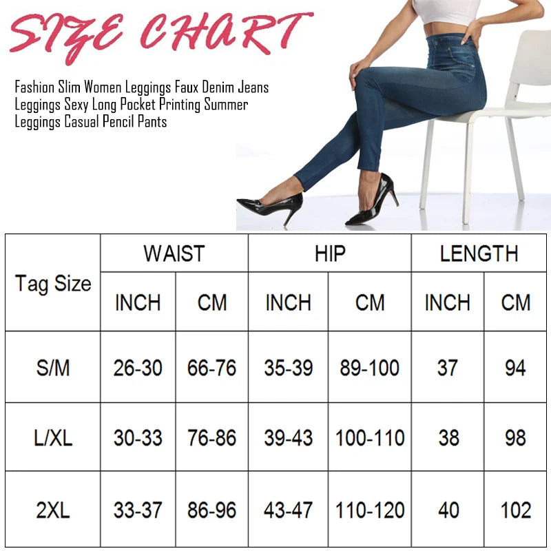 Faux Denim Leggings – High Waist Shapewear