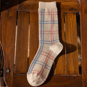 1 Pair Women Socks Spring Autumn Retro Style Men Couple Cotton Socks Flower Stripe Plaid Pattern Solid Colorful Socks EUR 37-43