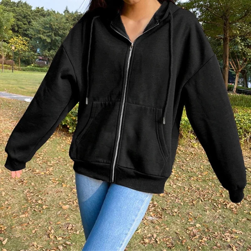Hooded Long-Sleeve Drawstring Pocket Hoodie | OWNLUXE