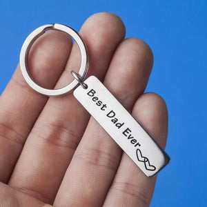 Father's Day Gift Best Dad Ever Keychain Stainless Steel Long Strip Engraved Unique Keyring Pendant Accessories Decor Ornament