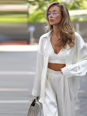 High-Waist Silk Three-Piece Lounge Set – Shop at OWNLUXE