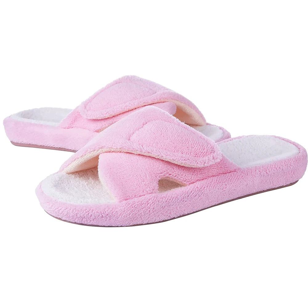 Waffle Cotton Indoor Slippers for Women with Arch Support
