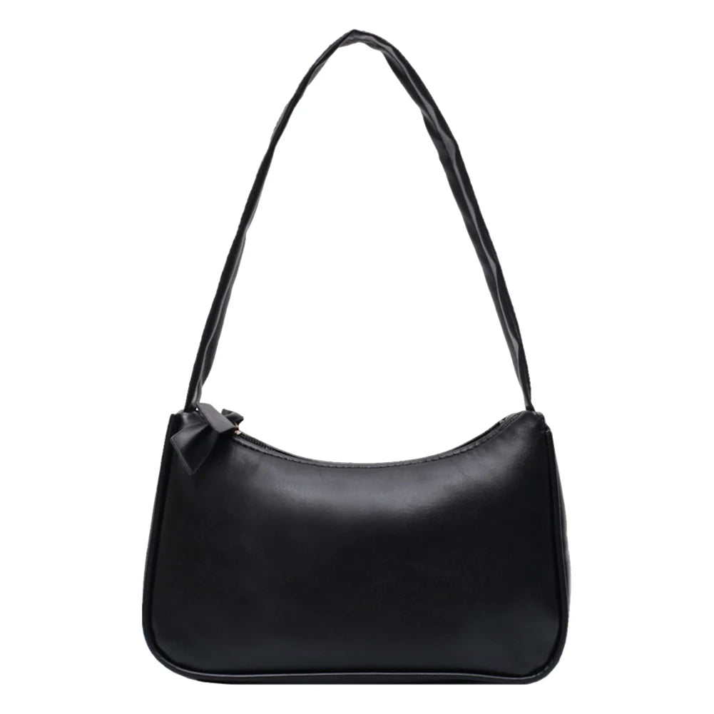 Retro Bow Handbag – Structured PU Leather Shoulder Bag | OWNLUXE