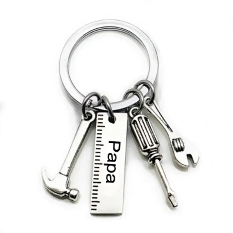 Dad Letters Keychains Creative Hammer Screwdriver Wrench Keyring Handbag Decor Tassel Hanging Pendant Father's Day Gifts