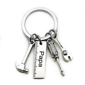Dad Letters Keychains Creative Hammer Screwdriver Wrench Keyring Handbag Decor Tassel Hanging Pendant Father's Day Gifts