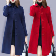 Women’s Long Wool-Blend Coat – Classic Warm Overcoat