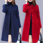 Load image into Gallery viewer, Elegant Soft Women Coat Mid-Length Single-Breasted Turn-down Collar Cardigan Plus Size Warm Lapel Winter Jacket
