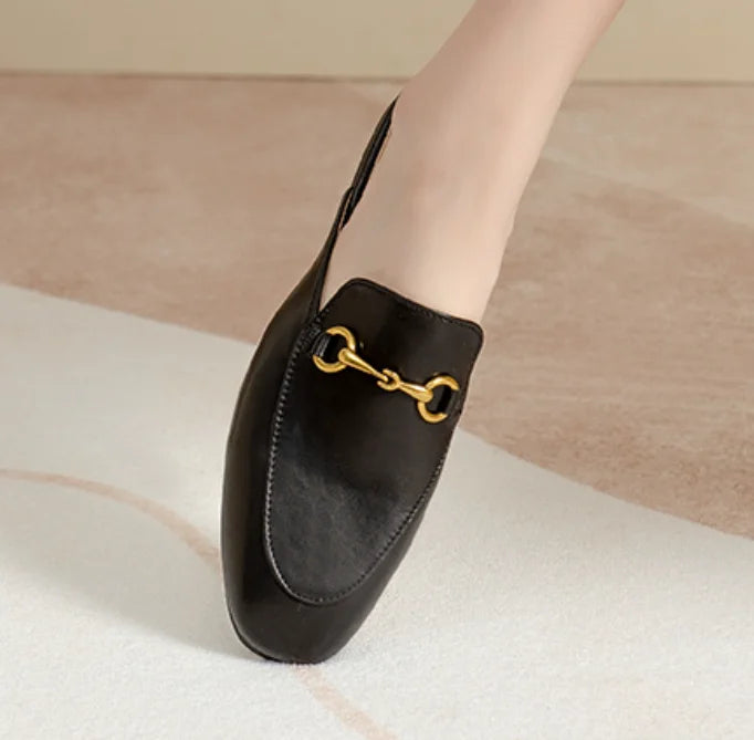 Women’s Chain Detail Flat Mules – Closed Toe Slides