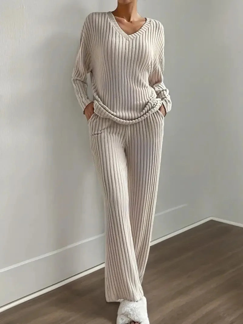 Two-Piece Polyester Pajama Set (Apricot) – Shop at OWNLUXE