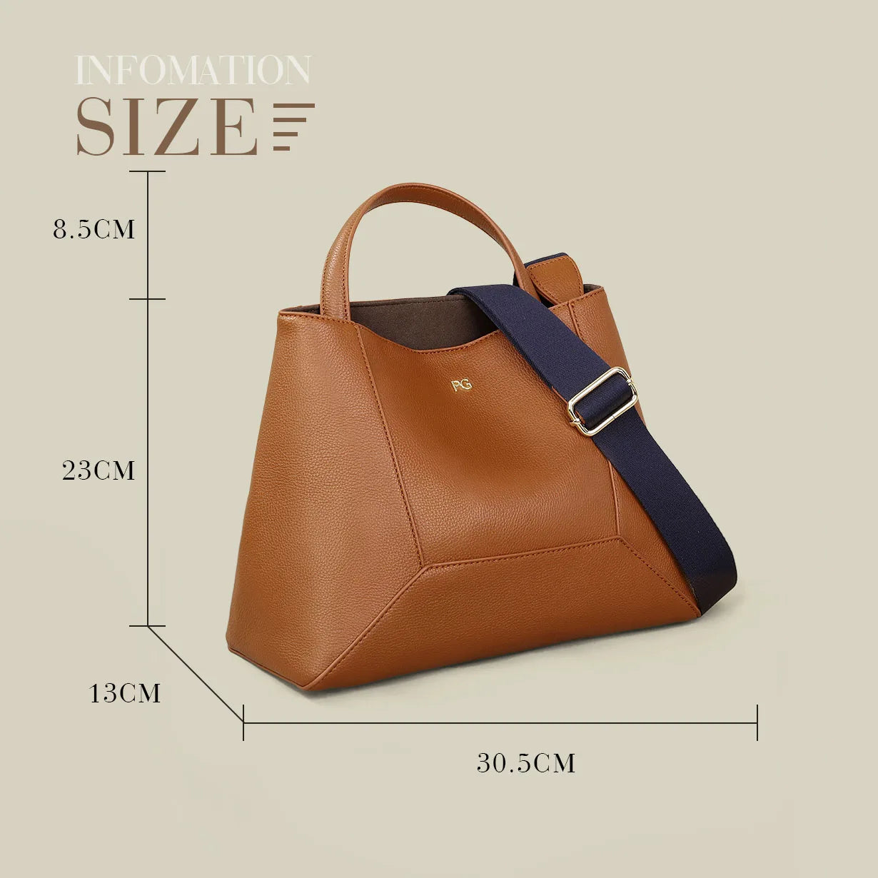 PG Genuine Leather Tote Bag - High Capacity Designer Shoulder Bag | OWNLUXE
