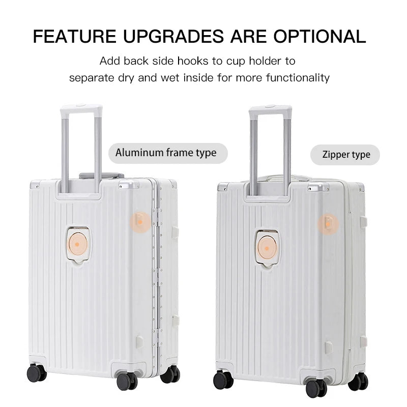 Carry On Luggage with Cup, Phone Holder and USB – Hard Shell Spinner Suitcase