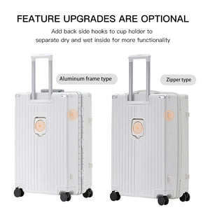 Carry On Luggage with Cup, Phone Holder and USB – Hard Shell Spinner Suitcase