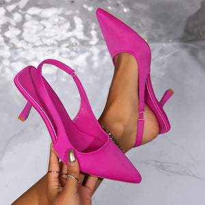 Women's Slip-On Back Strap Sandals – Chic & Comfortable Mid-Heel Summer Shoes