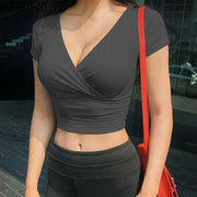 V-Neck Short-Sleeve Corset | OWNLUXE