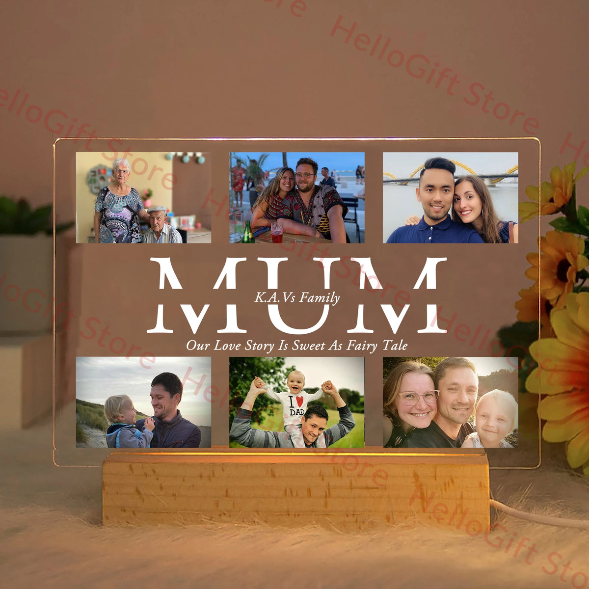 Custom Acrylic Lamp Personalized Photo Text Bedroom | OWNLUXE