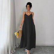 White Backless V-Neck Sleeveless Maxi Dress | OWNLUXE
