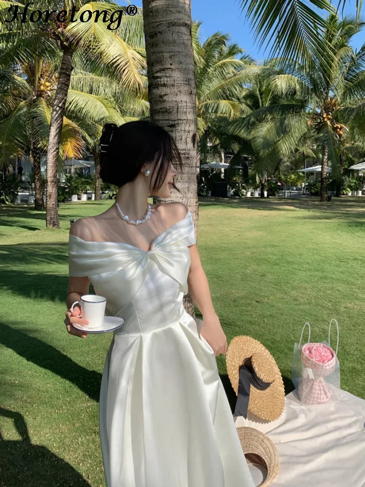 Midi Bow A-Line Dress | OWNLUXE